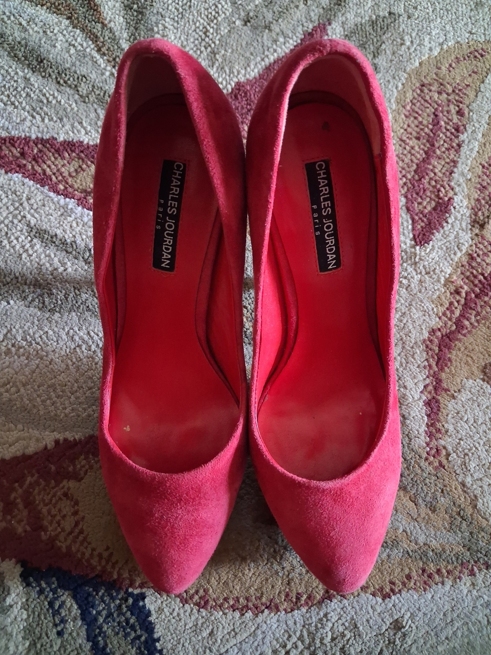 Charles Jourdan Pink Suede Pointed-Toe Pumps
